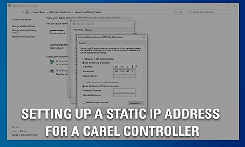 Setting up a static IP address for a Carel controller